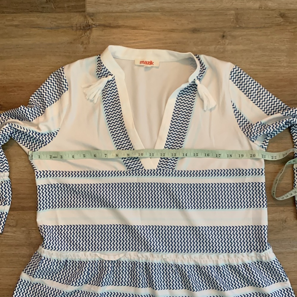 Mazik midi two tier blue & white dress size small - Picture 6 of 11